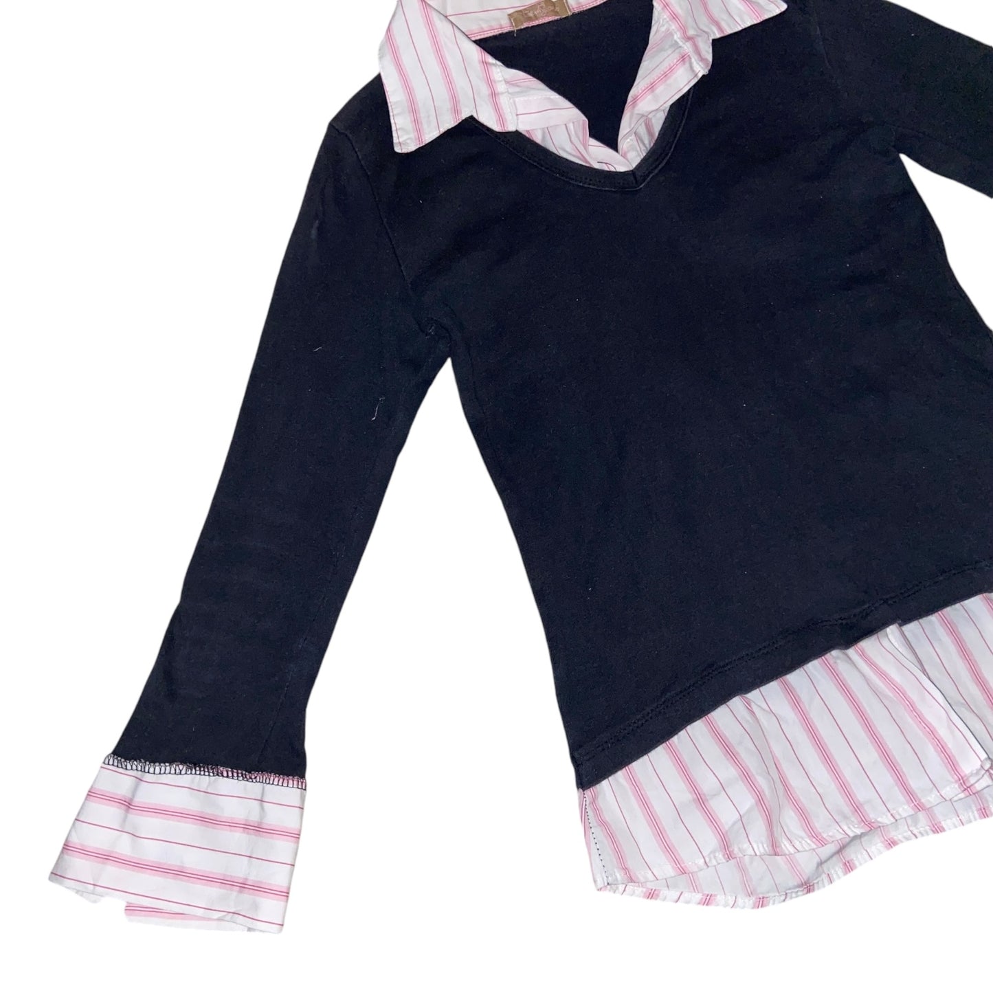 double-layered striped shirt sweater