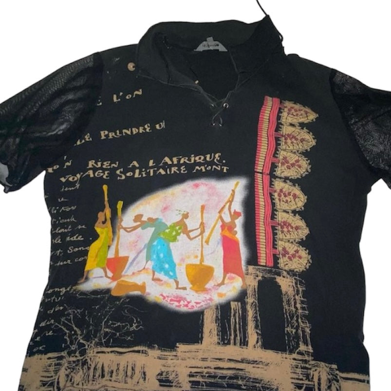 Mesh sleeve graphic tee