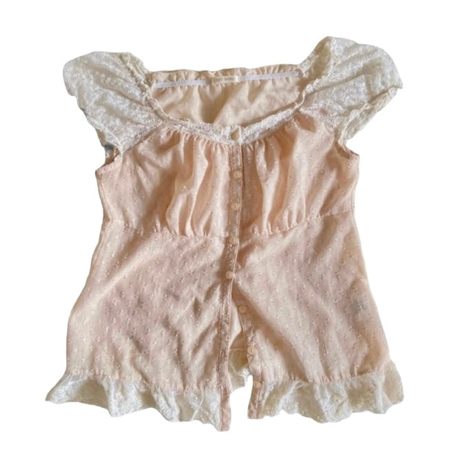 Botton-front lace blouse