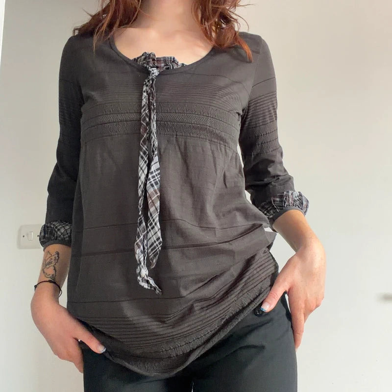 Cop Copine plaid bow tunic