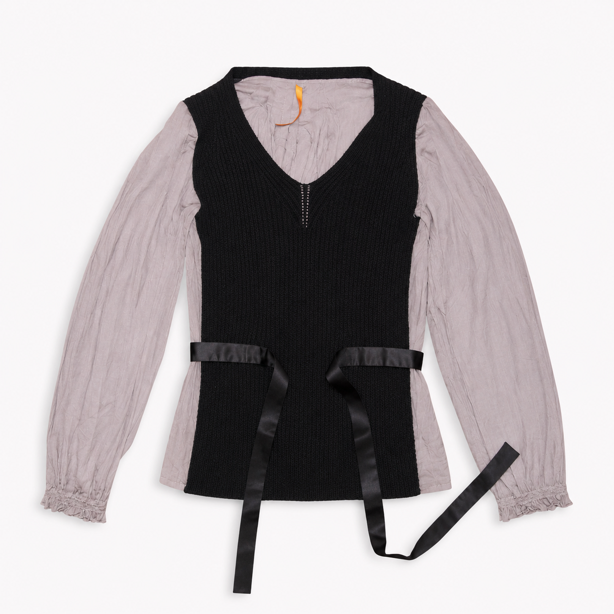 Cop Copine layered knitted vest with satin tie