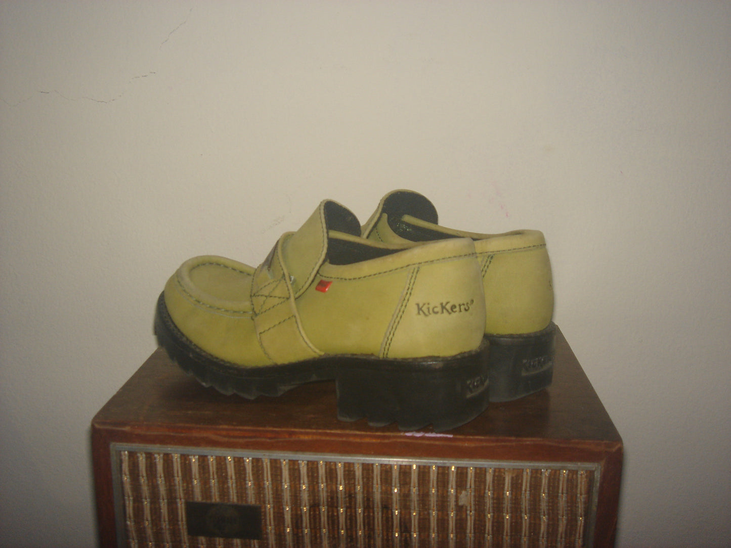 Original 90s KicKers suede loafers (lime green)
