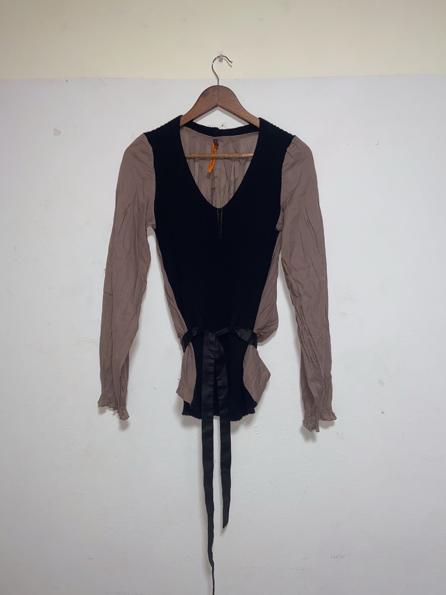 Cop Copine layered knitted vest with satin tie